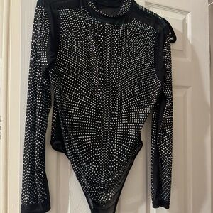 Amazon Black and Silver Studded Bodysuit